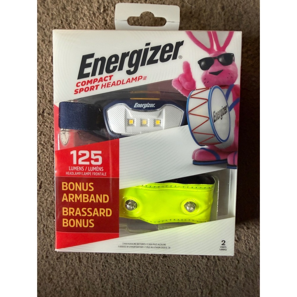 Energizer Compact Sport Headlamp 125 Lumens with Bonus LED Armband HDCS22 NEW